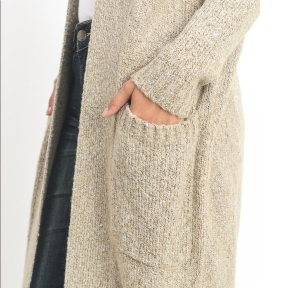 Open Front Long Line Knit Cardigan - Picture 4 of 4